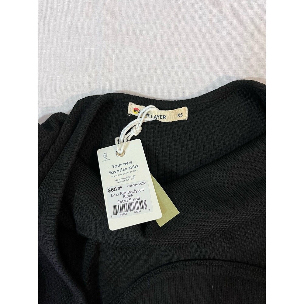 Marine layer lexi Rib bodysuit XS Black Long Sleeve - Picture 7 of 8
